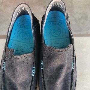 Crocs slip on canvas top shoes